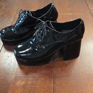 Funtasma Glossy Black Platform Shoes Size L (12 in long)